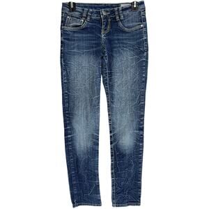 Y2K Crissa Skinny Jeans Junior Size 5 Dark Blue Wash Denim Low Rise Retro Preppy